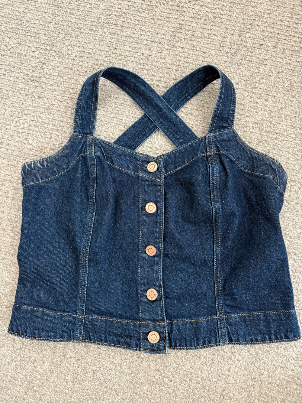 GAP Dark Blue Denim Button-Front Tank Top